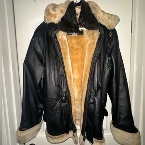 Vintage Shepherd’s Collection Leather Aviator Jacket Shearling Lined XL